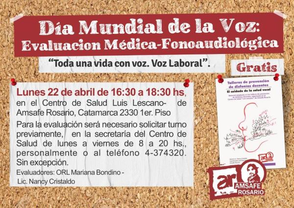 Día Mundial de la Voz: Evaluacion Médica-Fonoaudiológica Gratuita.