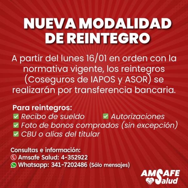 NUEVA MODALIDAD DE REINTEGRO