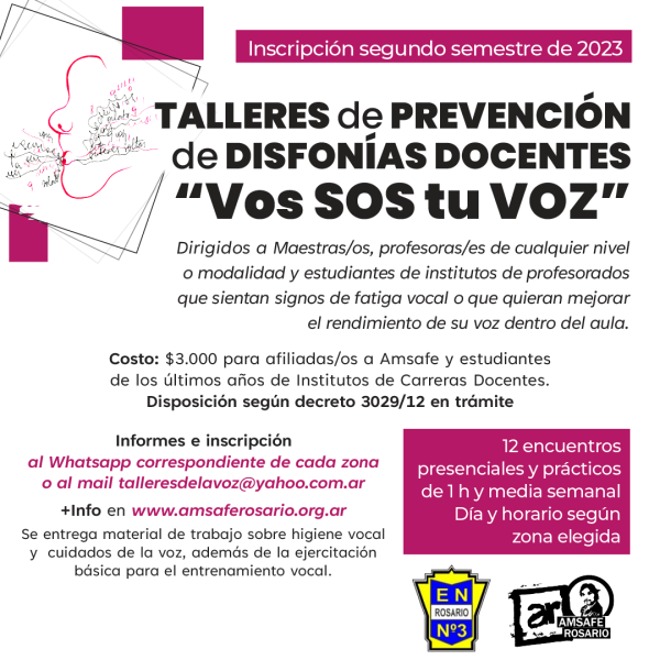 Talleres de prevención de disfonías docentes VOS SOS TU VOZ. Inscripción segundo semestre de 2023