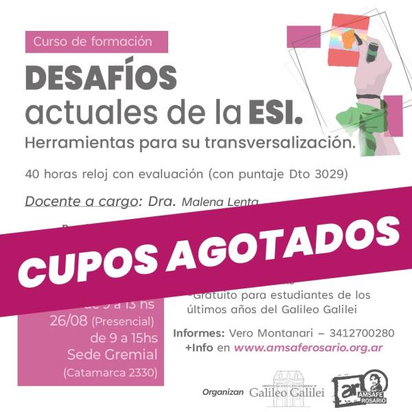 CUPOS AGOTADOS Curso: Desafíos actuales de la Educación Sexual Integral. Herramientas para su transversalización.