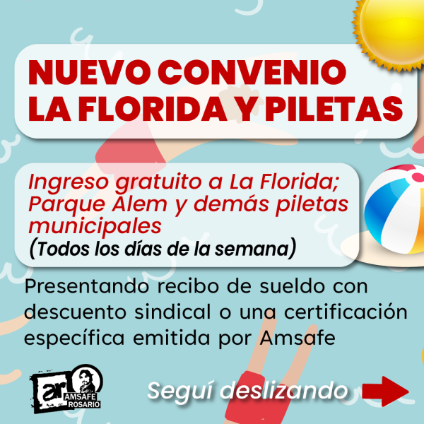 Convenio de Amsafe Rosario con la Municipalidad por La Florida y las piletas Municipales