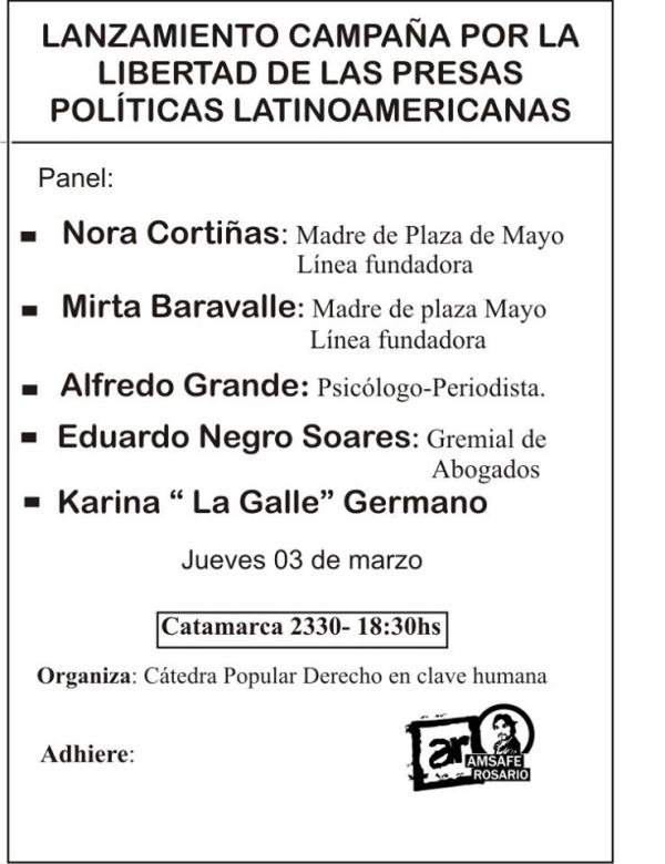 Lanzamiento Campaña por la libertad de las presas políticas latinoamericanas