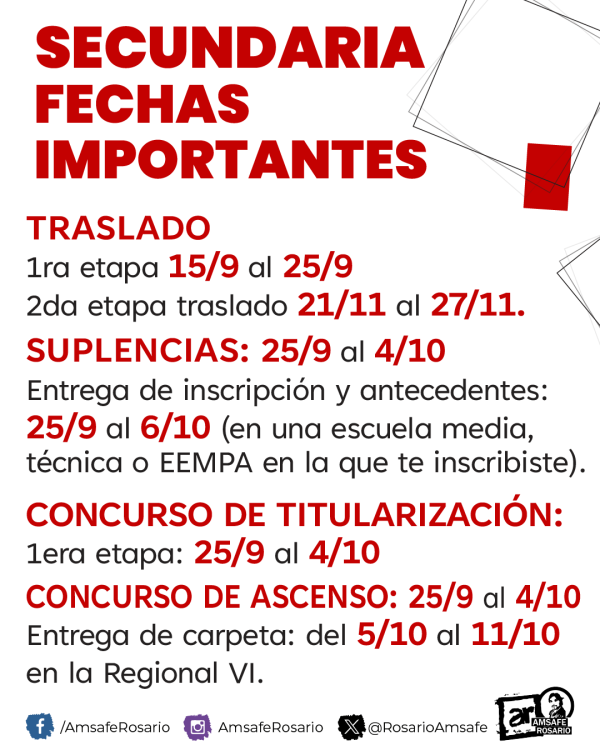 Secundaria: fechas importantes