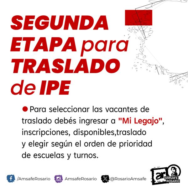 Segunda etapa para traslado de IPE