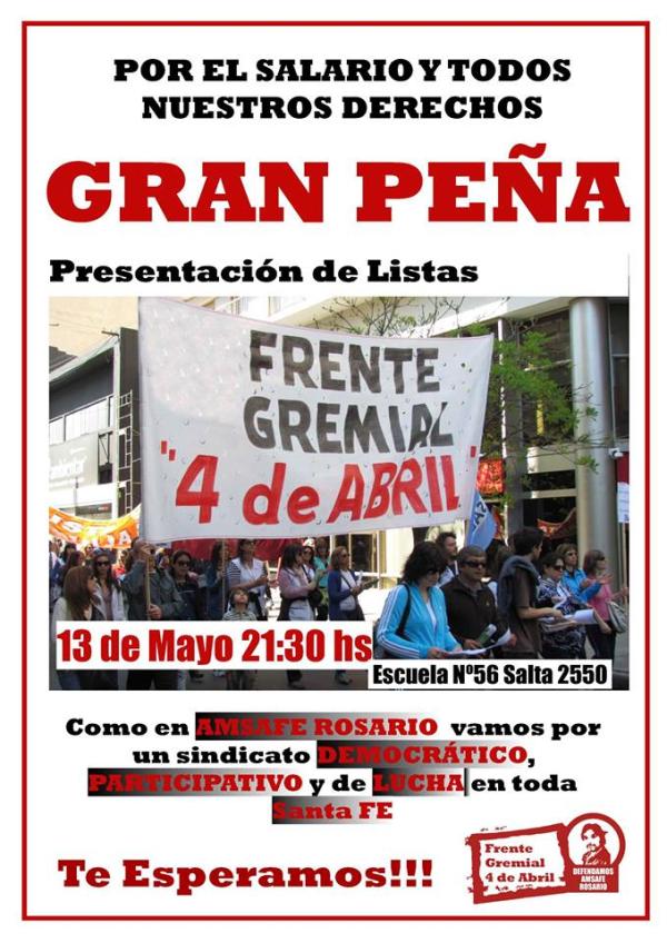 Gran Peña presentación de listas Frente 4 de Abril