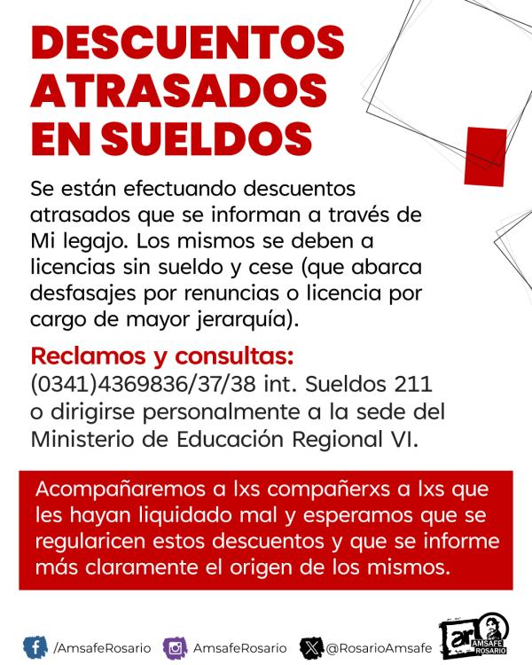 Descuentos atrasados en sueldos