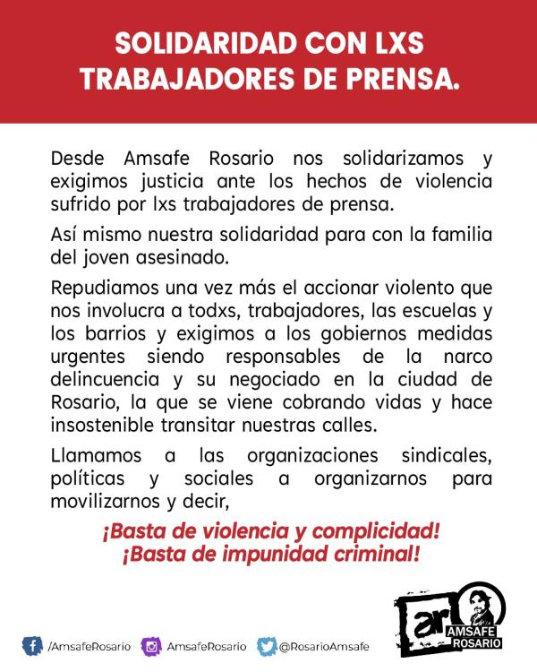 Solidaridad con lxs trabajadores de prensa.