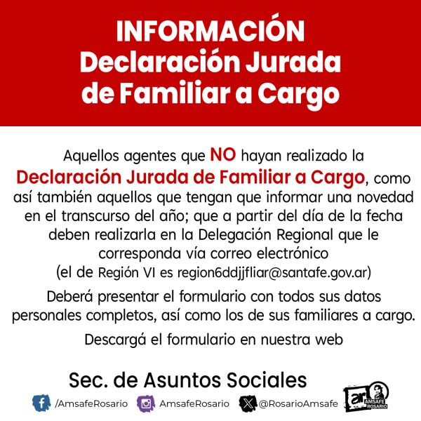 Información sobre Declaración Jurada de Familiar a Cargo