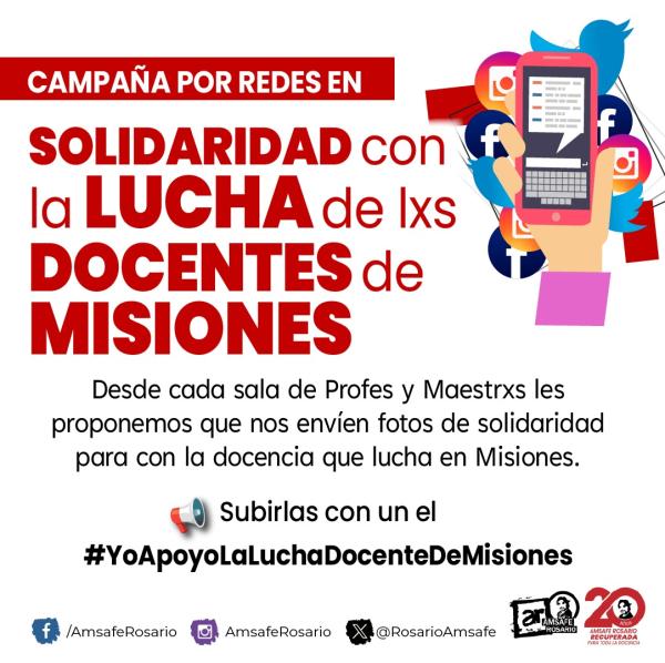 Campaña por redes en solidaridad con la lucha de lxs docentes de Misiones.