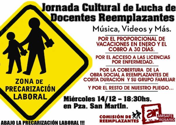 Jornada cultural de Lucha de Docentes reemplazantes. 