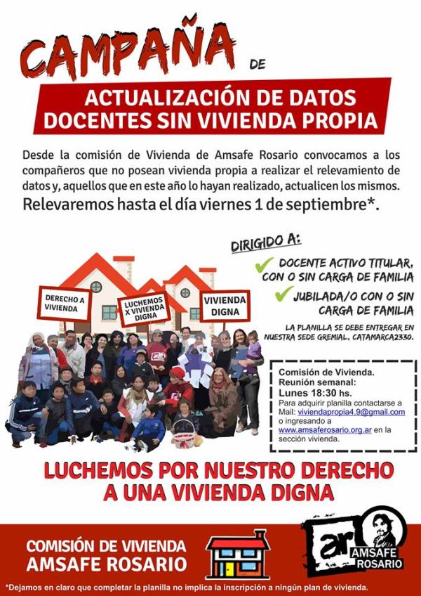 Campaña de actualización de datos docentes sin vivienda propia