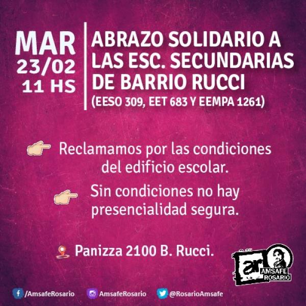 ABRAZO A LAS ESCUELAS SECUNDARIAS DE BARRIO RUCCI (EESO 309, EET 683 y EEMPA 1261)