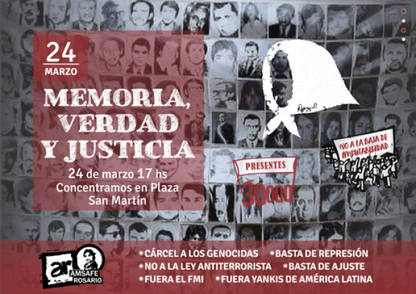 24 de Marzo: Marchamos por memoria, verdad y justicia