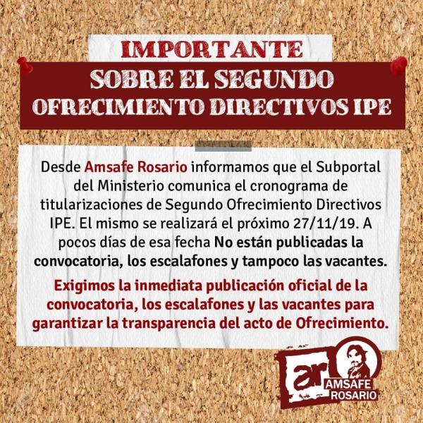 Importante: Sobre el Segundo Ofrecimiento Directivos IPE