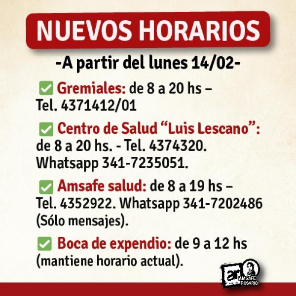 Nuevos horarios