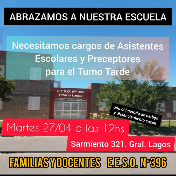 Abrazo Solidario a la EESO N° 396 de Gral. Lagos.