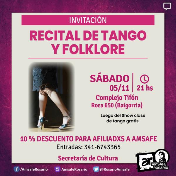 Cultura: Recital de Tango y Folklore