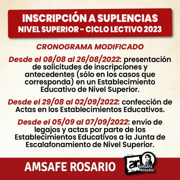 Inscripción a Suplencias Nivel Superior - Ciclo Lectivo 2023