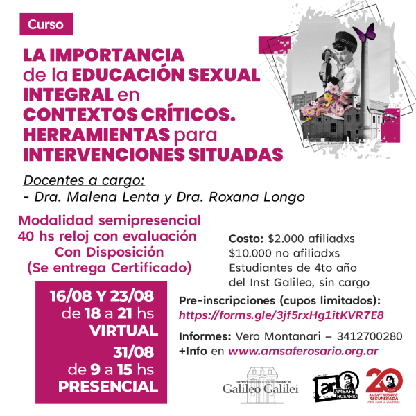 Curso: La importancia Educación Sexual Integral en contexto críticos. Herramientas para intervenciones situadas.