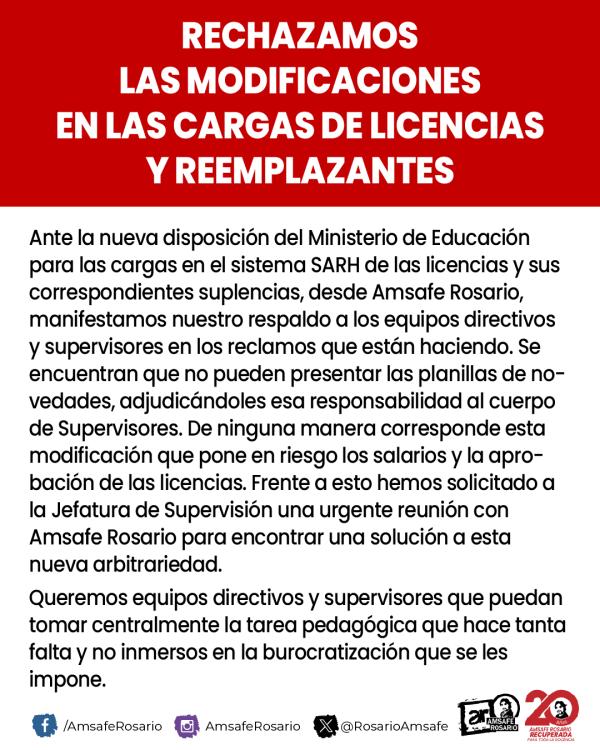 Rechazamos las modificaciones en las cargas de licencias y las suplencias