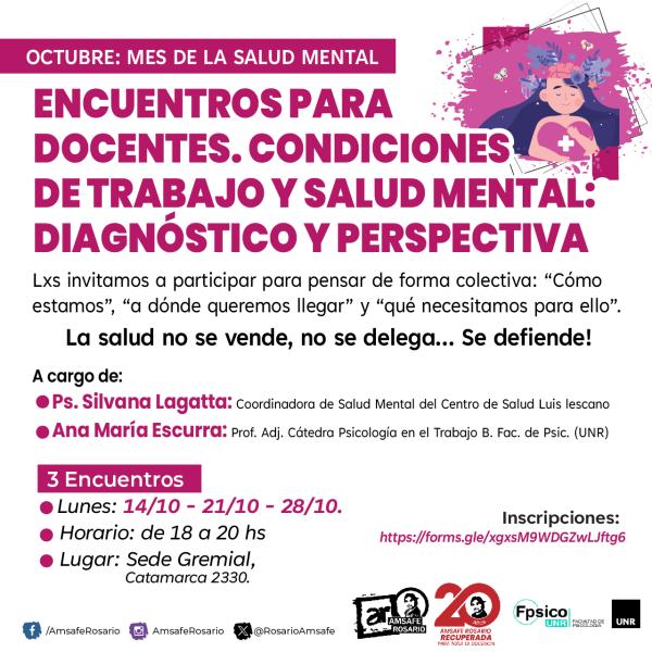 Encuentros para docentes. Condiciones de trabajo y salud mental: diagnóstico y perspectiva.