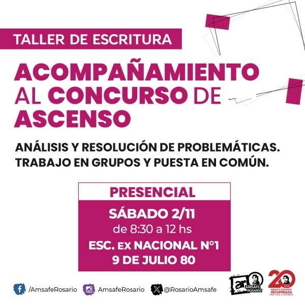 TALLER DE ESCRITURA: ACOMPAÑAMIENTO AL CONCURSO DE ASCENSO