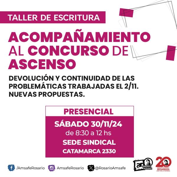 TALLER DE ESCRITURA: ACOMPAÑAMIENTO AL CONCURSO DE ASCENSO.