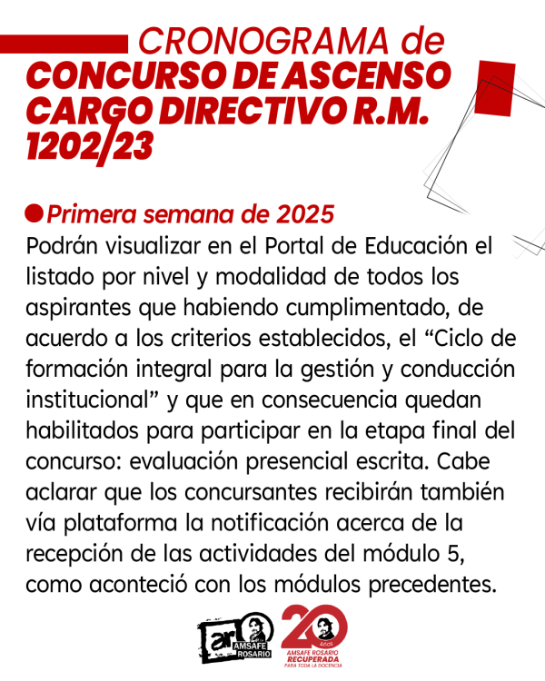 CONTINUIDAD DEL CONCURSO DE ASCENSO CARGO DIRECTIVO R.M. 1202/23