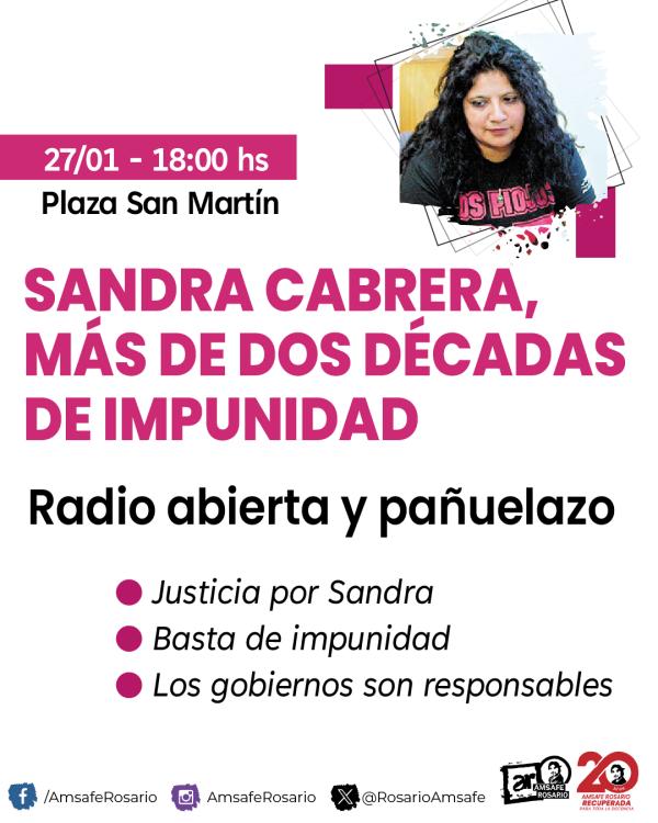 A 21 años del asesinato de Sandra Cabrera, después de más de dos décadas de impunidad, como Amsafe Rosario seguimos exigiendo justicia. 