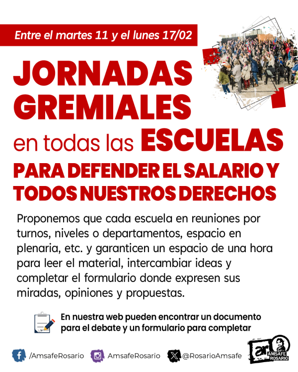 JORNADAS GREMIALES EN TODAS LAS ESCUELAS PARA DEFENDER EL SALARIO Y TODOS NUESTROS DERECHOS