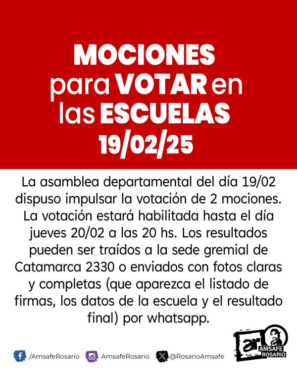 MOCIONES para VOTAR en las ESCUELAS 19/02/25