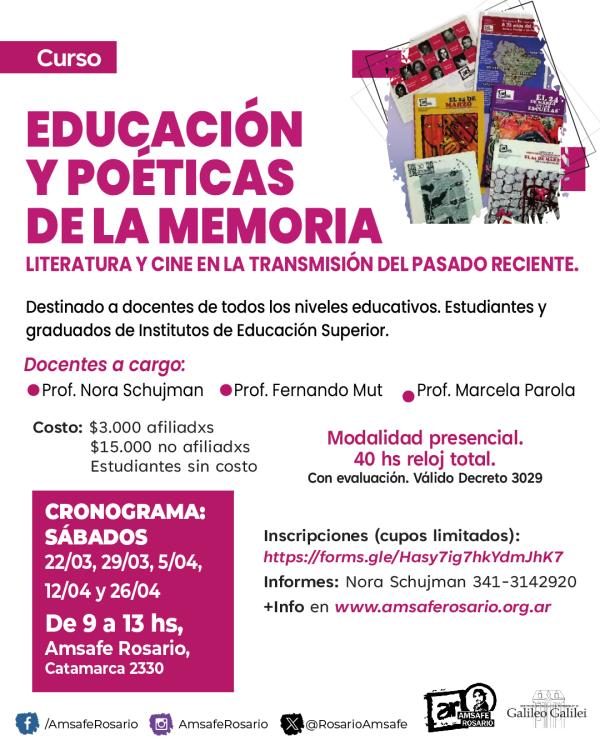 CURSO: EDUCACIÓN Y POÉTICAS DE LA MEMORIA