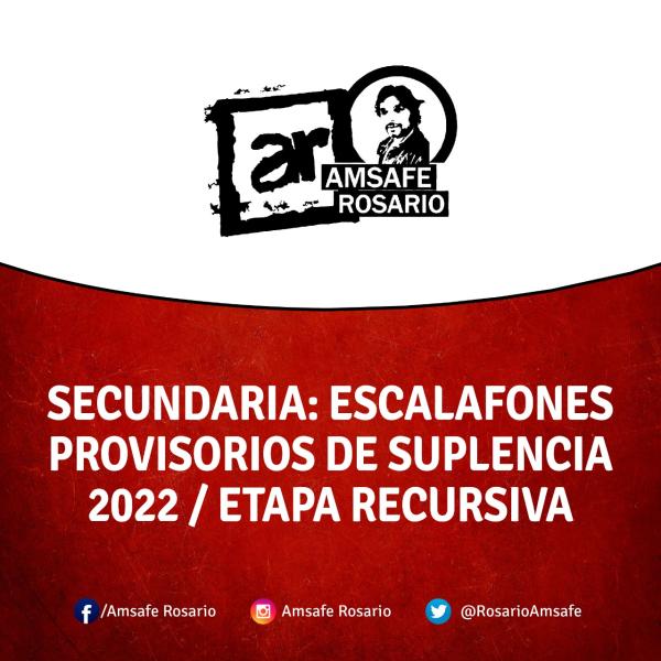 Secundaria. Escalafones provisorios de suplencia 2022 / Etapa recursiva 