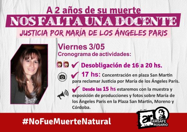 A 2 años años de su muerte, nos falta una docente. Actividades por María de los Ángeles Paris