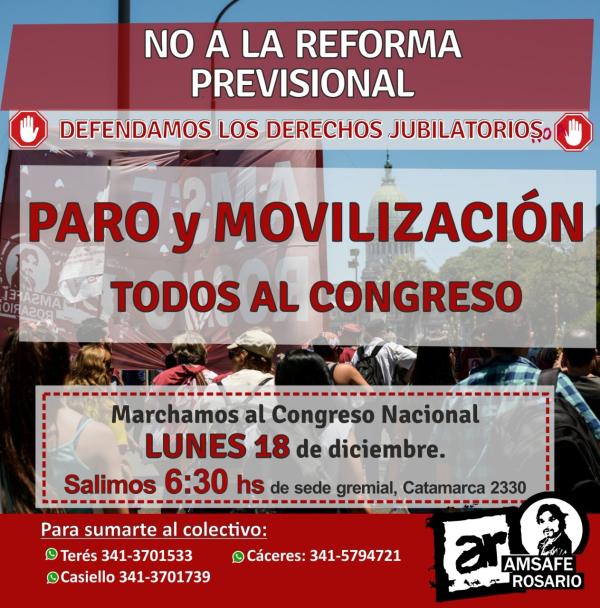 18D: Paramos y movilizamos al Congreso contra la Reforma Previsional.