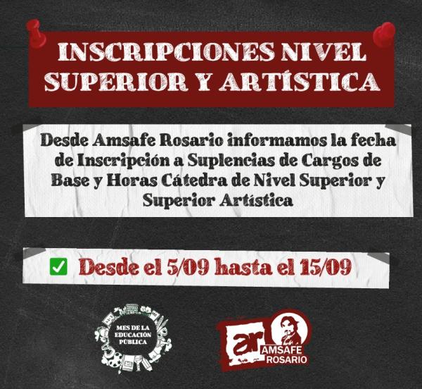 Inscripciones Nivel Superior y Artística 