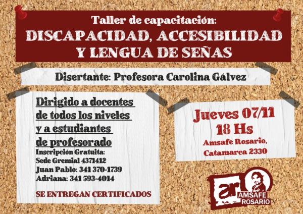 CUPO COMPLETO Y CAMBIO DE LUGAR: Taller de Capacitación: Discapacidad, Accesibilidad y Lengua de Señas