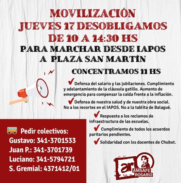 Jueves 17: Movilizamos desde IAPOS a Plaza San Martín