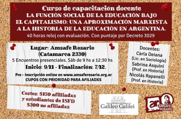 CAMBIO DE LUGAR Curso de capacitación docente: La función social de la educación bajo el capitalismo: una aproximación marxista a la historia de la educación en Argentina