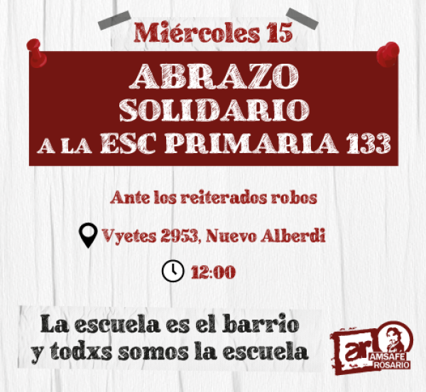 CAMBIO DE DÍA. Abrazo solidario a la Escuela Primaria 133