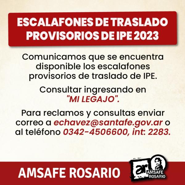 Escalafones de Traslado Provisorios de IPE 2023