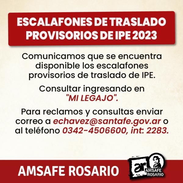 Escalafones de Traslado Provisorios de IPE 2023