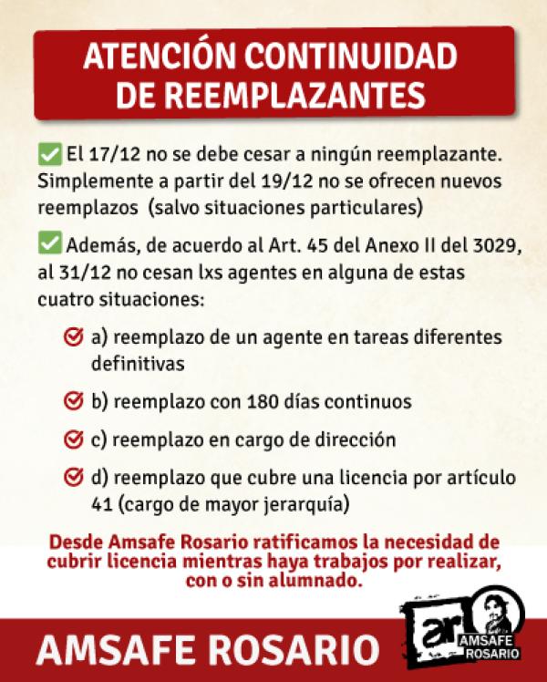 Atención continuidad de reemplazantes