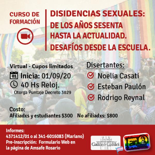 Curso de Formación: “Disidencias sexuales: de los años sesenta hasta la actualidad. Desafíos desde la escuela”  