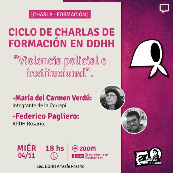 Ciclo de Charlas de Formación en DDHH: “Violencia policial e institucional”