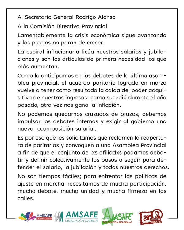 Carta Al Sec. Gral. Rodrigo Alonso
