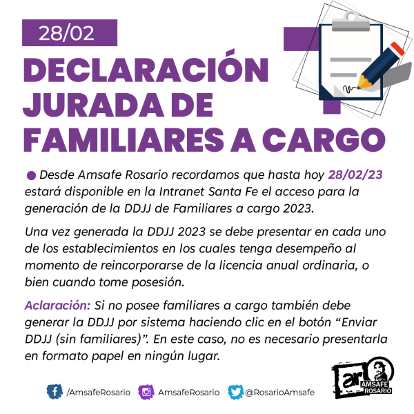 Declaración Jurada de Familiares a Cargo