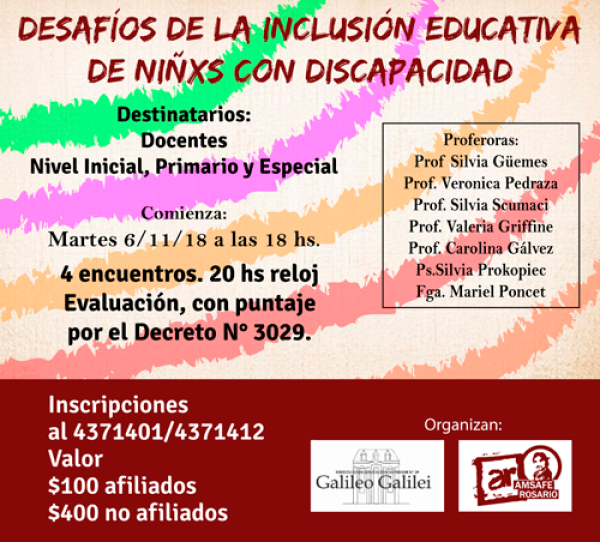 Curso de formación: Desafíos de la inclusión educativa de niñxs con discapacidad