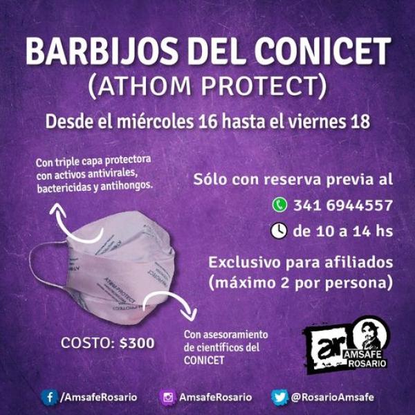 Barbijos del Conicet para Afiliadxs (Athom Protect)