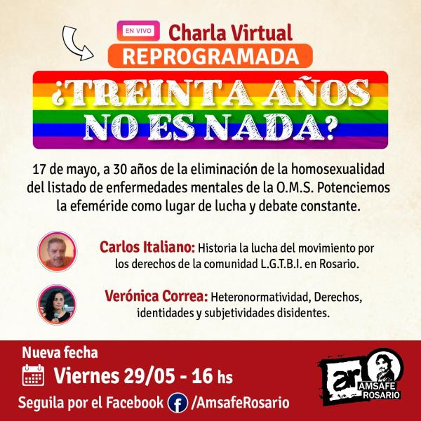 REPROGRAMACIÓN Charla Virtual: ¿Treinta años no es nada?. 